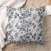 ヴィンテージブルーのチンツとピスト模様 クッション (ブランケット)