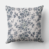 ヴィンテージブルーのチンツとピスト模様 クッション (裏面)