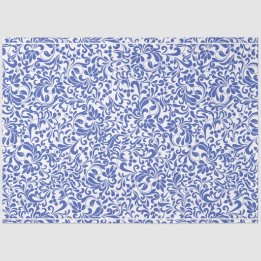 ヴィンテージブルーの中華感覚のデコページ 薄葉紙 (正面)