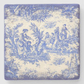 ヴィンテージブルーの女性のtoile de jouy printed ストーンコースター (正面)