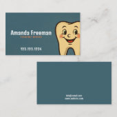 ヴィンテージブルーの笑顔の歯のアートワーク子供たち歯科医 予約カード (正面/裏面)