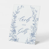 ヴィンテージブルーの花柄カード＆ギフト テーブルサイン (正面)