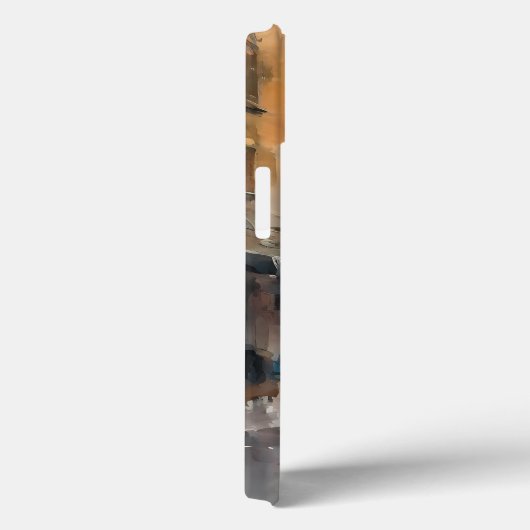 ヴィンテージブルーの車が霧に包まれた街並み Case-Mate iPhoneケース (裏面 / 右)