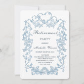 ヴィンテージブルーの退職パーティーテンプレート 招待状 (正面)