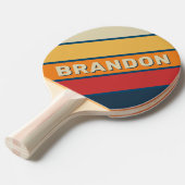 ヴィンテージブルーはっきりしたレインボーストライプの（名前） 卓球ラケット (正面アングル)