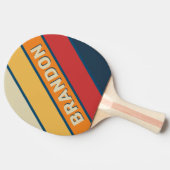 ヴィンテージブルーはっきりしたレインボーストライプの（名前） 卓球ラケット (横)