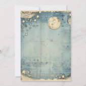 ヴィンテージブルーアウター宇宙スター結婚リー 招待状 (裏面)