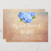 ヴィンテージブルーアジサイエレガントブライダルシャワー 招待状 (正面/裏面)