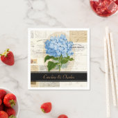 ヴィンテージブルーアジサイフランスのズ結婚ナプキンス スタンダードカクテルナプキン (インサイチュ)
