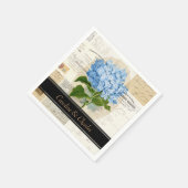 ヴィンテージブルーアジサイフランスのズ結婚ナプキンス スタンダードカクテルナプキン (角)