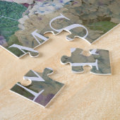 ヴィンテージブルーアジサイフローラファミリー名 ジグソーパズル (側面)