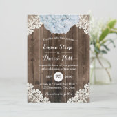 ヴィンテージブルーアジサイフローラレースバ結婚ンズ 招待状 (スタンド正面)