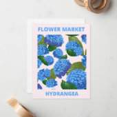 ヴィンテージブルーアジサイ花市場 ノートカード (正面/裏面インサイチュ)