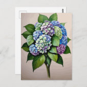 ヴィンテージブルーアジサイ花 ポストカード (正面/裏面)
