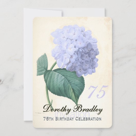 ヴィンテージブルーアジサイ75誕生祝い2 招待状 (正面)