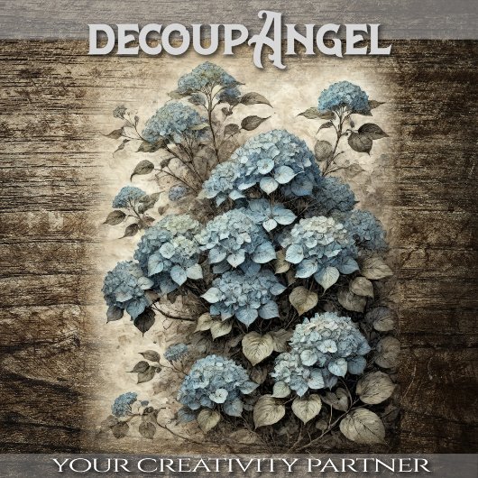 ヴィンテージブルーアジサイ – デコpage - 薄葉紙