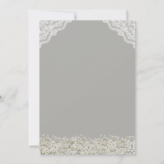 ヴィンテージブルーアジランジアベビーズブレスブライダルシャワー 招待状 (裏面)