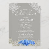 ヴィンテージブルーアジランジアベビーズブレスブライダルシャワー 招待状 (正面/裏面)