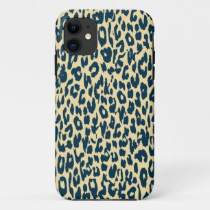 ヴィンテージブルーアニマルプリントヒョウの質感 iPhone 11 ケース