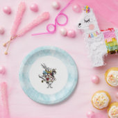 ヴィンテージブルーアリスinワンダーランドウサギ ペーパープレート (パーティー)