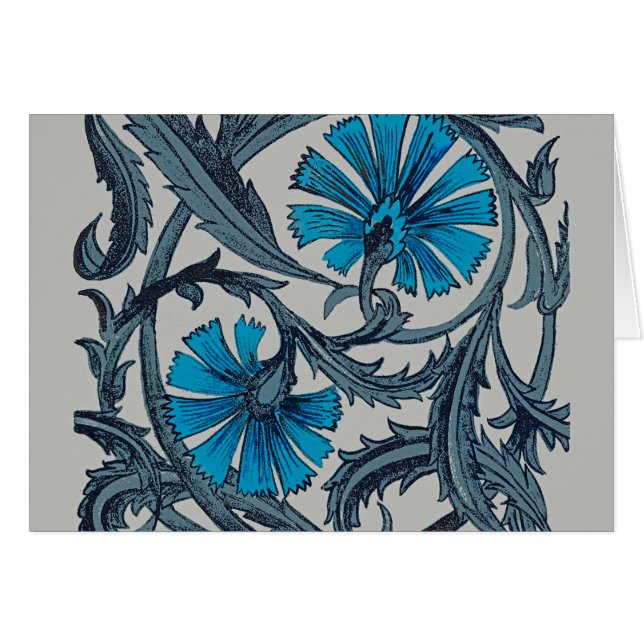 ヴィンテージブルーアンティークフラワーアーツ素朴 (正面横)