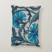 ヴィンテージブルーアンティークフラワーアーツ素朴 アクセントクッション (裏面(縦))