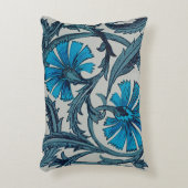 ヴィンテージブルーアンティークフラワーアーツ素朴 アクセントクッション (正面(垂直))