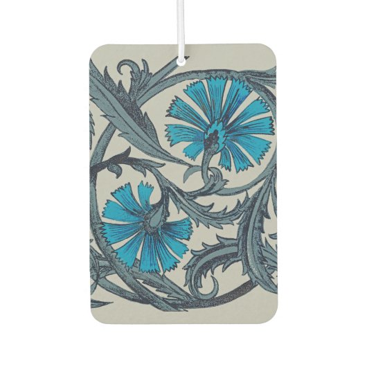 ヴィンテージブルーアンティークフラワーアーツ素朴 カーエアーフレッシュナー (正面)