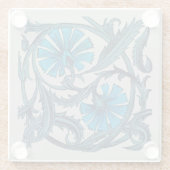 ヴィンテージブルーアンティークフラワーアーツ素朴 ガラスコースター (裏面)