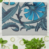 ヴィンテージブルーアンティークフラワーアーツ素朴 キッチンタオル (折り畳み)