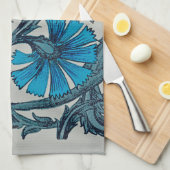 ヴィンテージブルーアンティークフラワーアーツ素朴 キッチンタオル (四つ折り)