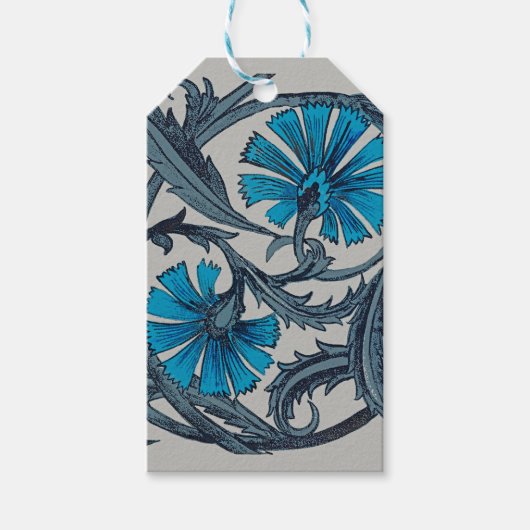 ヴィンテージブルーアンティークフラワーアーツ素朴 ギフトタグ (正面)
