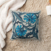 ヴィンテージブルーアンティークフラワーアーツ素朴 クッション (ブランケット)
