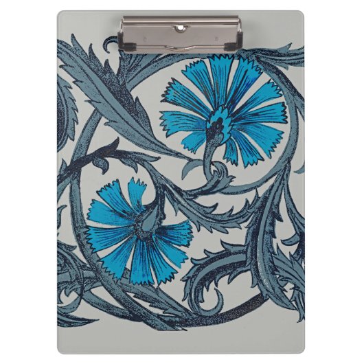 ヴィンテージブルーアンティークフラワーアーツ素朴 クリップボード (正面)
