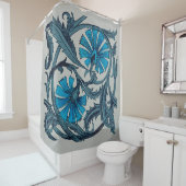 ヴィンテージブルーアンティークフラワーアーツ素朴 シャワーカーテン (インサイチュ)