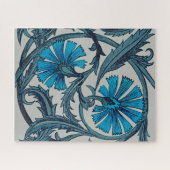 ヴィンテージブルーアンティークフラワーアーツ素朴 ジグソーパズル (横)