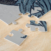 ヴィンテージブルーアンティークフラワーアーツ素朴 ジグソーパズル (側面)