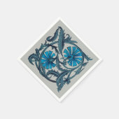 ヴィンテージブルーアンティークフラワーアーツ素朴 スタンダードカクテルナプキン (角)