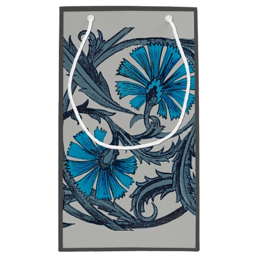 ヴィンテージブルーアンティークフラワーアーツ素朴 スモールペーパーバッグ (裏面)