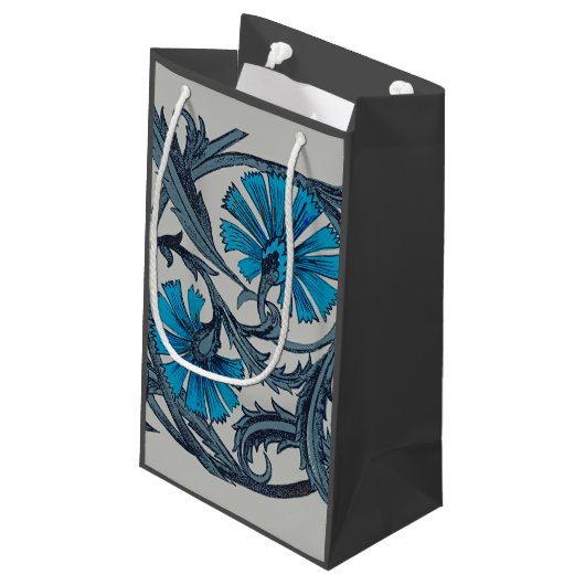 ヴィンテージブルーアンティークフラワーアーツ素朴 スモールペーパーバッグ (裏面アングル)