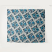 ヴィンテージブルーアンティークフラワーアーツ素朴 タペストリー (正面(横))