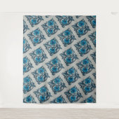 ヴィンテージブルーアンティークフラワーアーツ素朴 タペストリー (正面)