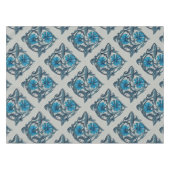 ヴィンテージブルーアンティークフラワーアーツ素朴 テーブルクロス (正面(横))