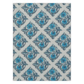 ヴィンテージブルーアンティークフラワーアーツ素朴 テーブルクロス (正面)