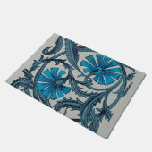 ヴィンテージブルーアンティークフラワーアーツ素朴 ドアマット (アングル)