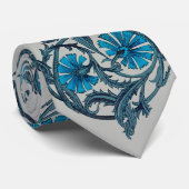 ヴィンテージブルーアンティークフラワーアーツ素朴 ネクタイ (ロール)