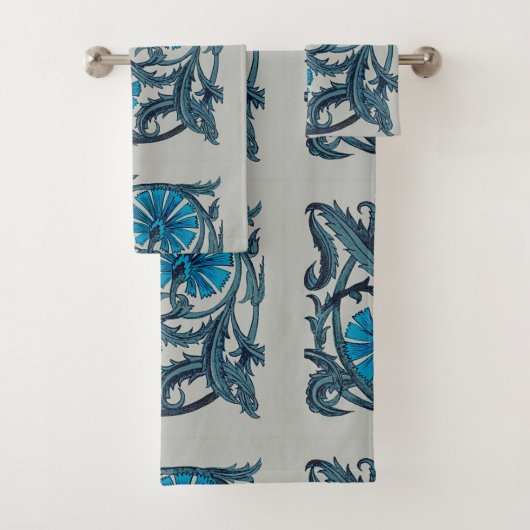 ヴィンテージブルーアンティークフラワーアーツ素朴 バスタオルセット (インサイチュ)