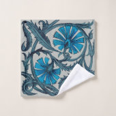 ヴィンテージブルーアンティークフラワーアーツ素朴 バスタオルセット (ウォッシュタオル)