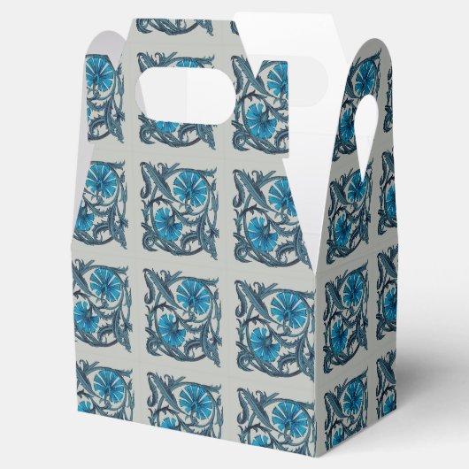 ヴィンテージブルーアンティークフラワーアーツ素朴 フェイバーボックス (オープン)