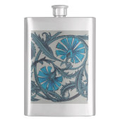 ヴィンテージブルーアンティークフラワーアーツ素朴 フラスク (正面)